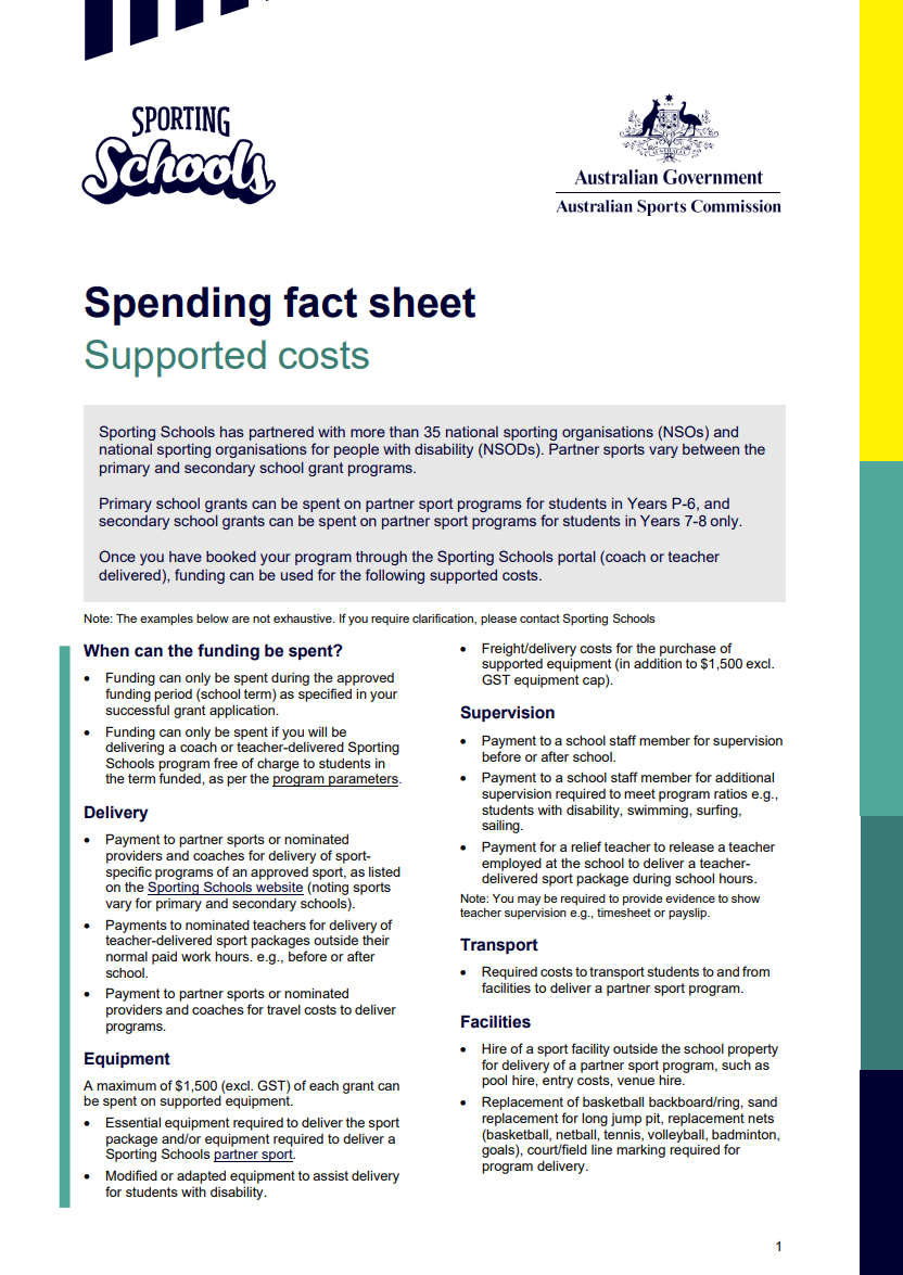 How can Sporting Schools funding be spent? Sporting Schools Help Centre