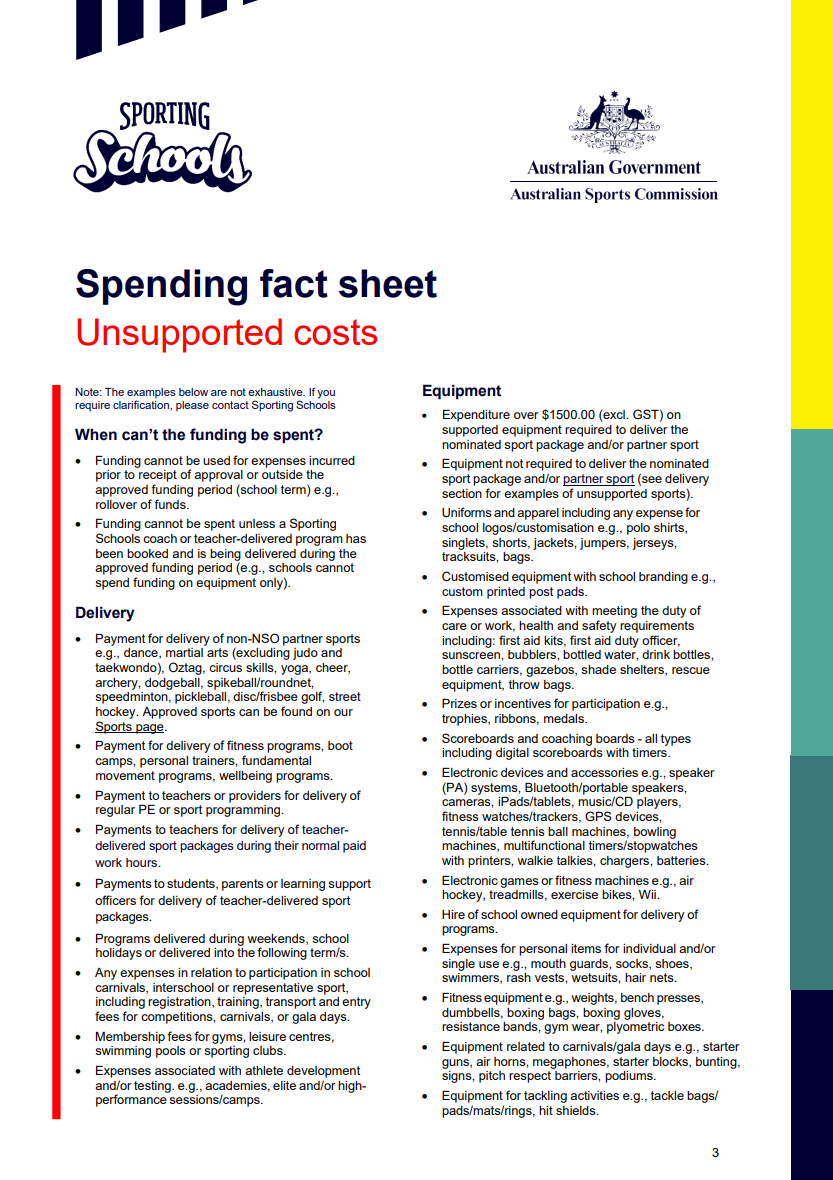 How can Sporting Schools funding be spent? Sporting Schools Help Centre